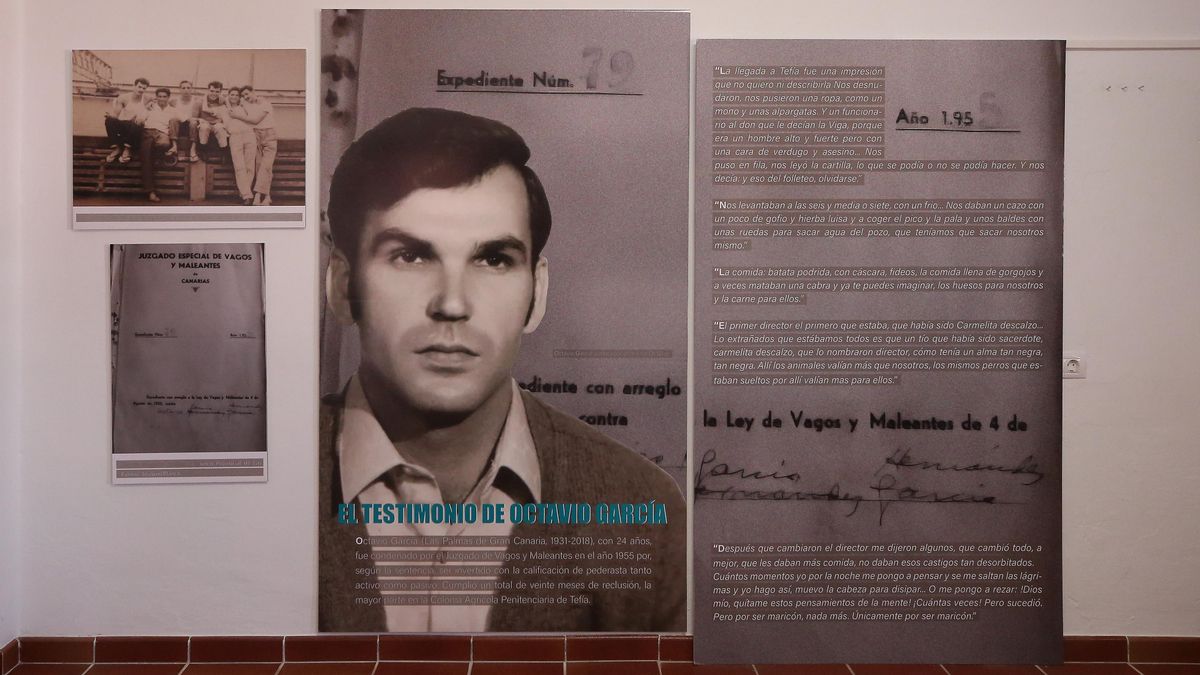 Expediente de Octavio García, en la exposición en Tefía, antigua Colonia Agrícola Penitenciaria.