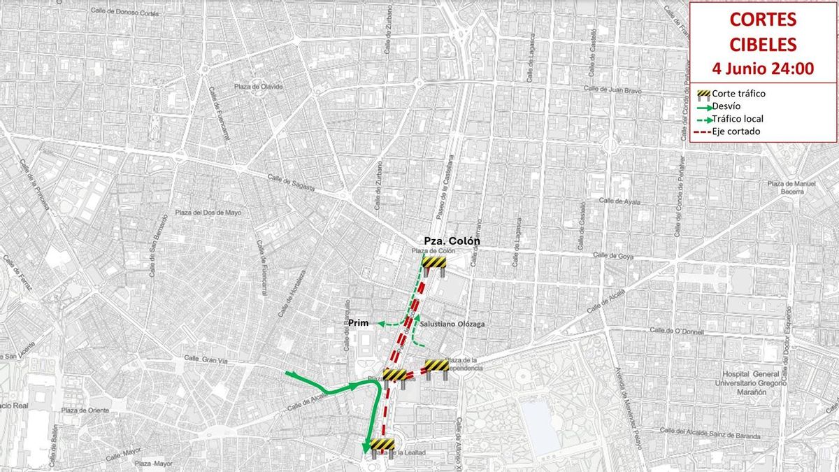 Cortes en Cibeles y las calles aledañas a partir del 4 de junio