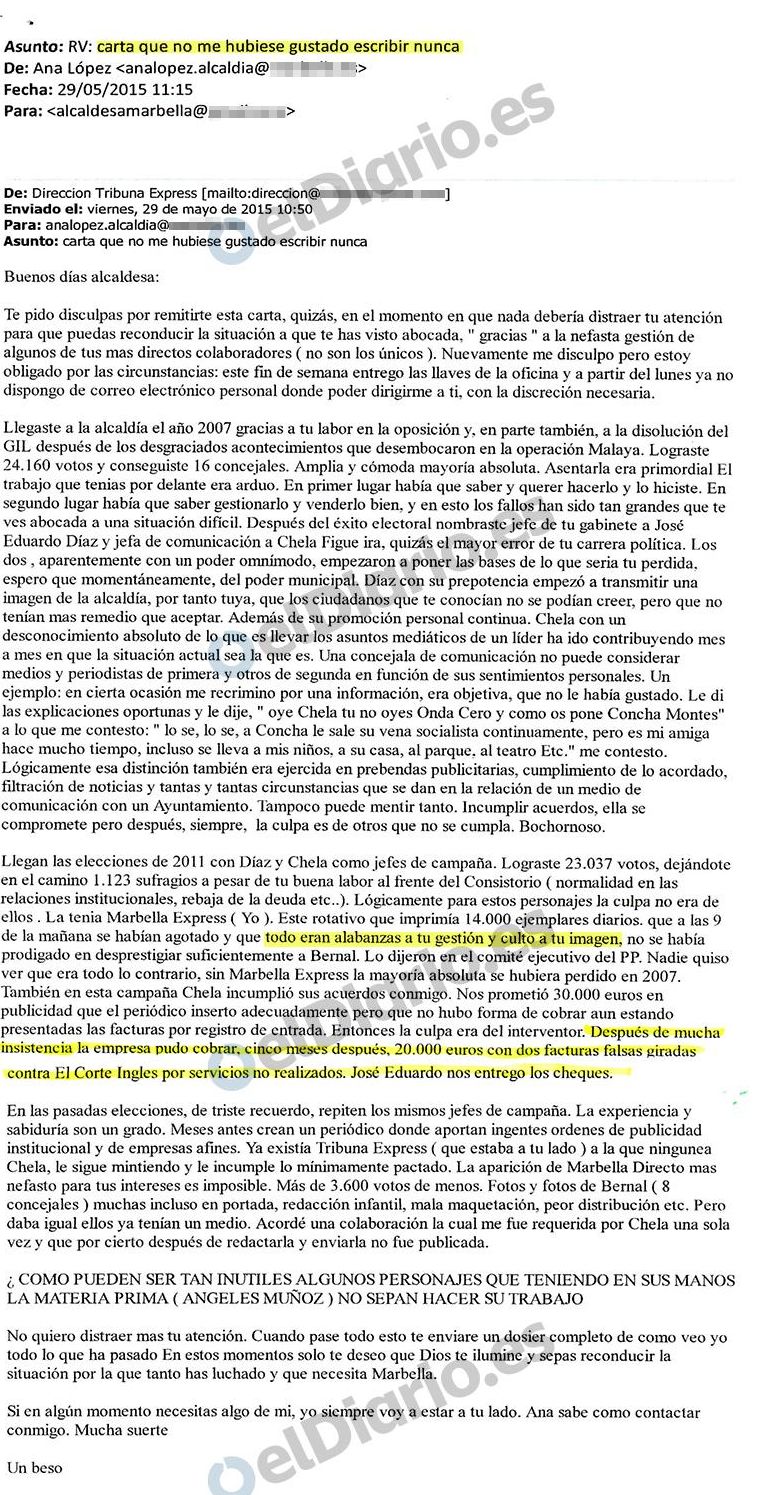 "Carta que no me hubiese gustado escribir nunca"