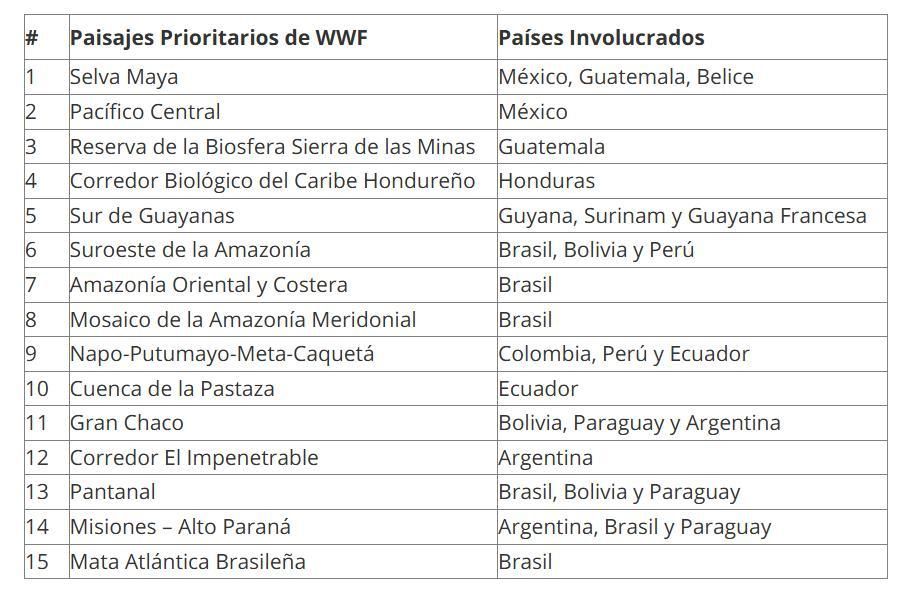 La Estrategia de Conservación de Jaguar que establece una red continental de 15 paisajes prioritarios en 14 países de América.