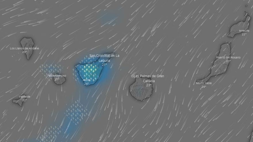 Previsión de tormentas el martes en Canarias, que afectarán principalmente a Tenerife