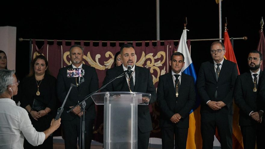 Acto de recibimiento de la Virgen de Las Nieve en Villa de Mazo.