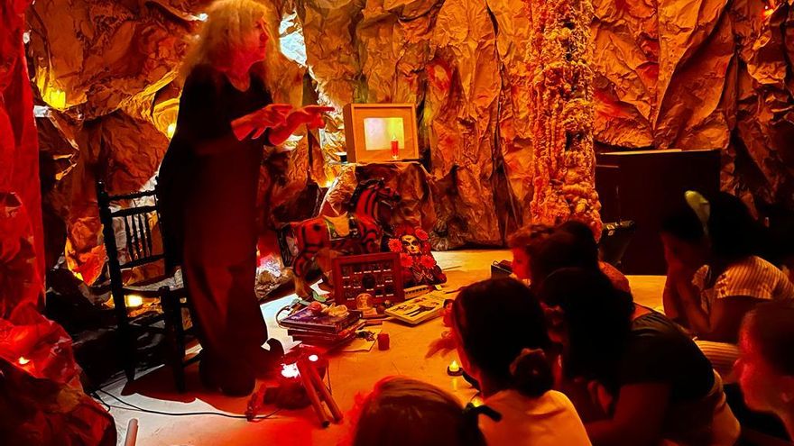 Recreación de las cuevas del Calerizo en La Noche del Patrimonio, Cáceres