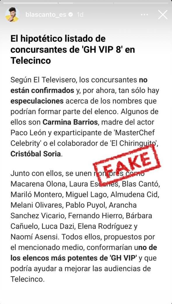 Desmentido de Blas Cantó