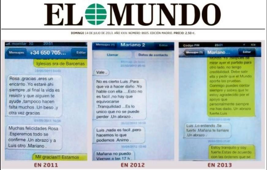 Portada de El Mundo con los mensajes
