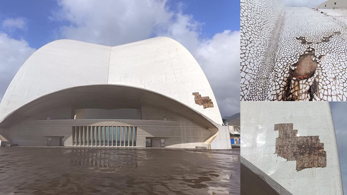 El estado del auditorio de Tenerife empeora con las lluvias mientras el Cabildo se enreda con su reforma