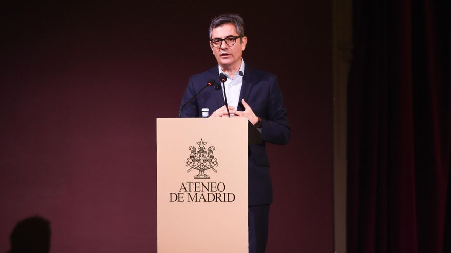 El ministro de la Presidencia, Justicia y Relaciones con las Cortes, Félix Bolaños, interviene en 'Los Desayunos del Ateneo', en el Ateneo de Madrid, a 7 de julio de 2025, en Madrid (España).