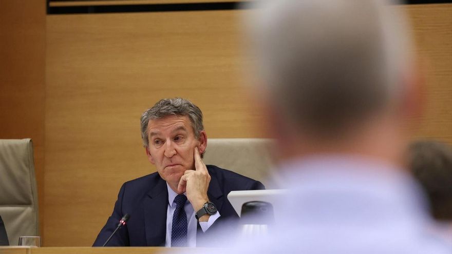 El presidente del PP, Alberto Nuñez Feijóo, comparece en la Comisión de investigación de la Dana