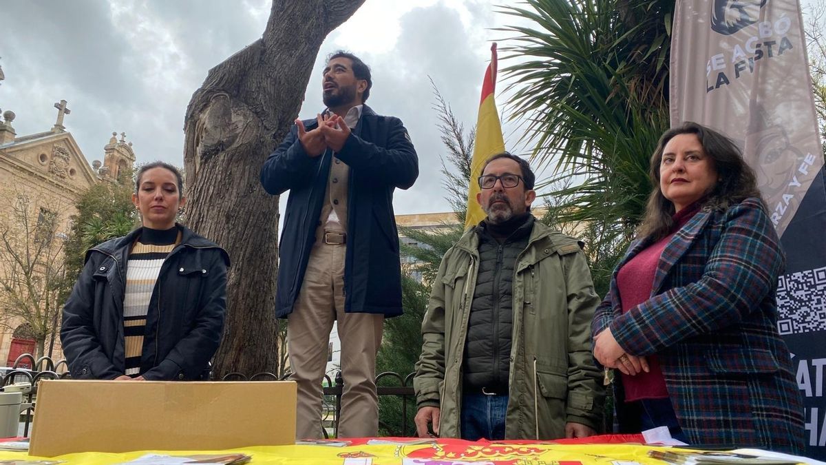 Alvise Pérez, en un acto de campaña en Salamanca.