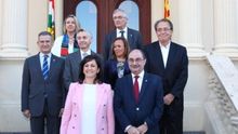 Reunión de la Presidenta de la Comunidad Autónoma de La Rioja, Concha Andreu y del Presidente de Aragón, Javier Lambán