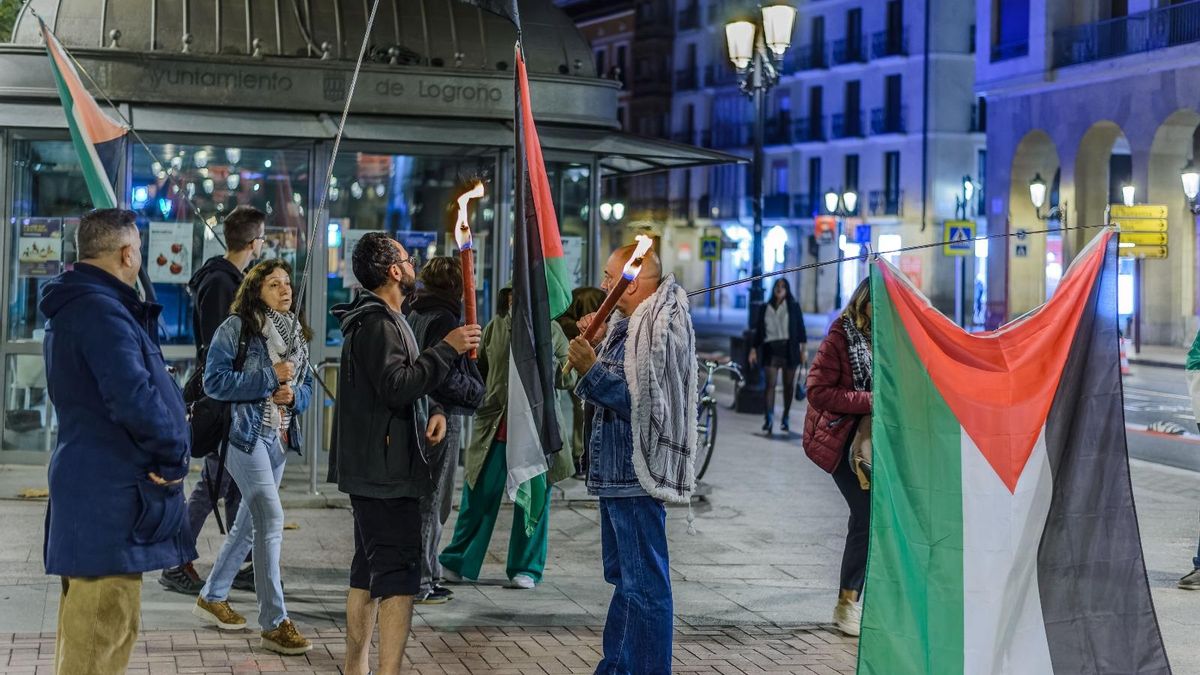 Concentración en Logroño tras el asalto de la Flotilla