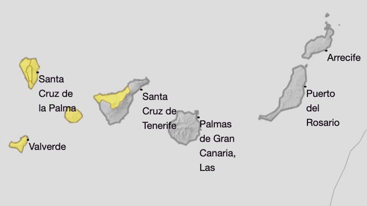Mapa de la Aemet del aviso por viento el martes-