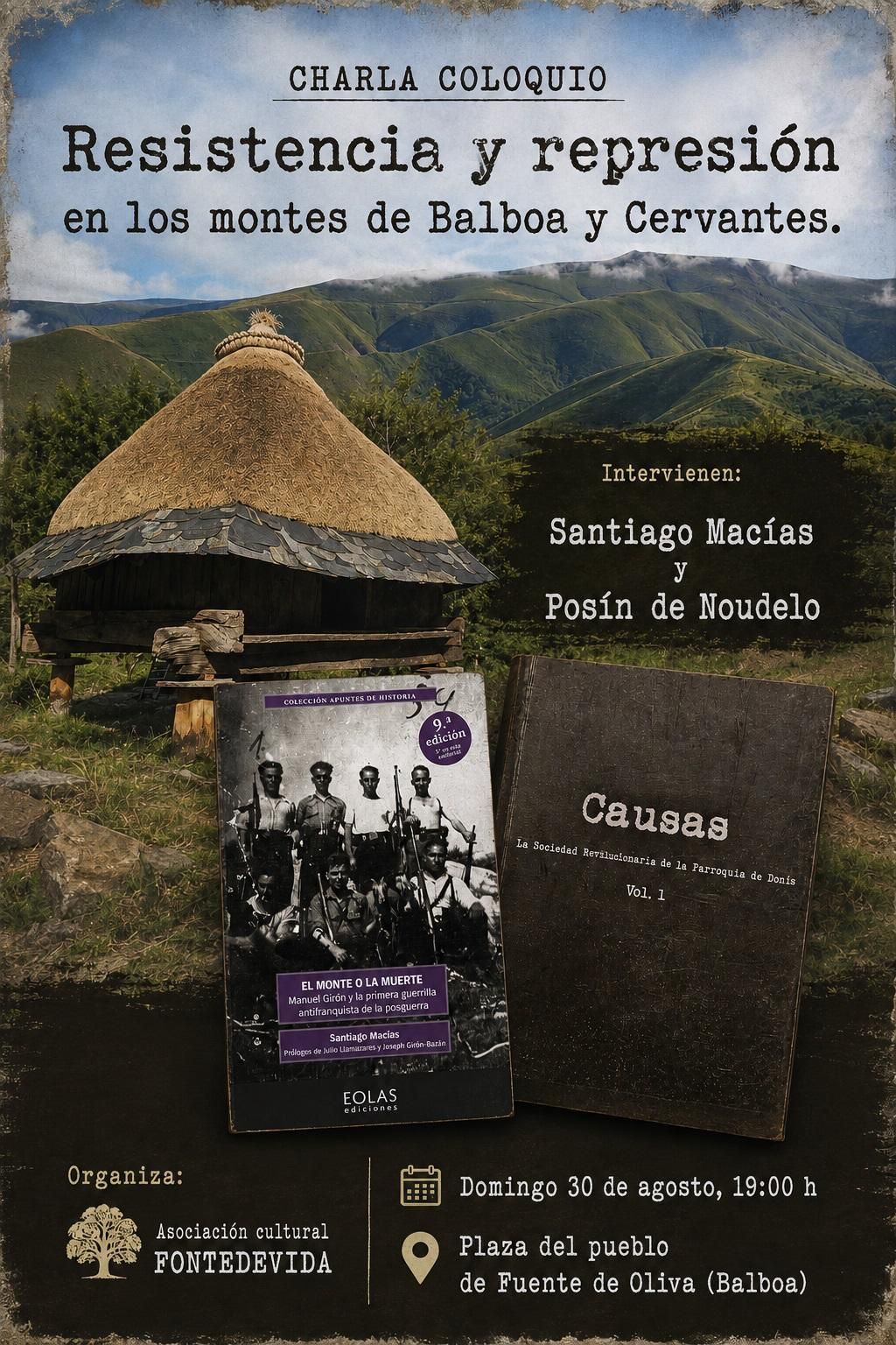 Charla coloquio 'Resistencia y represión en los montes de Balboa y Cervantes' en Fuente de Oliva.