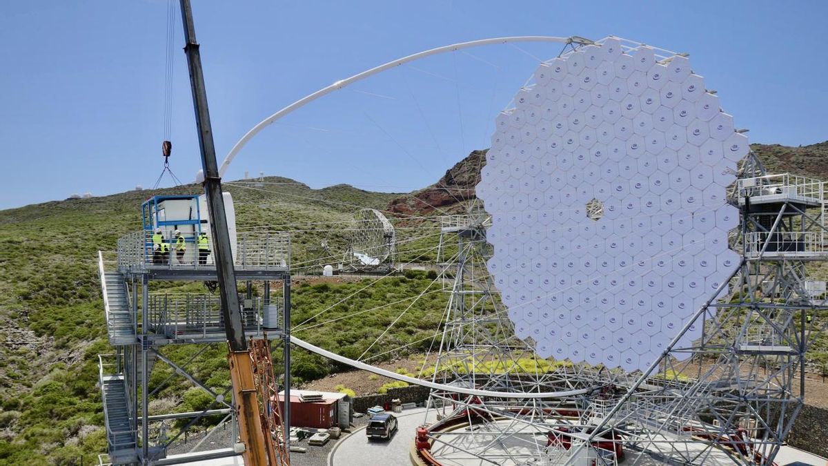 Instalación de la cámara del LST-4 en el Observatorio del Roque de Los Muchachos, en las cumbres de la Villa de Garafía