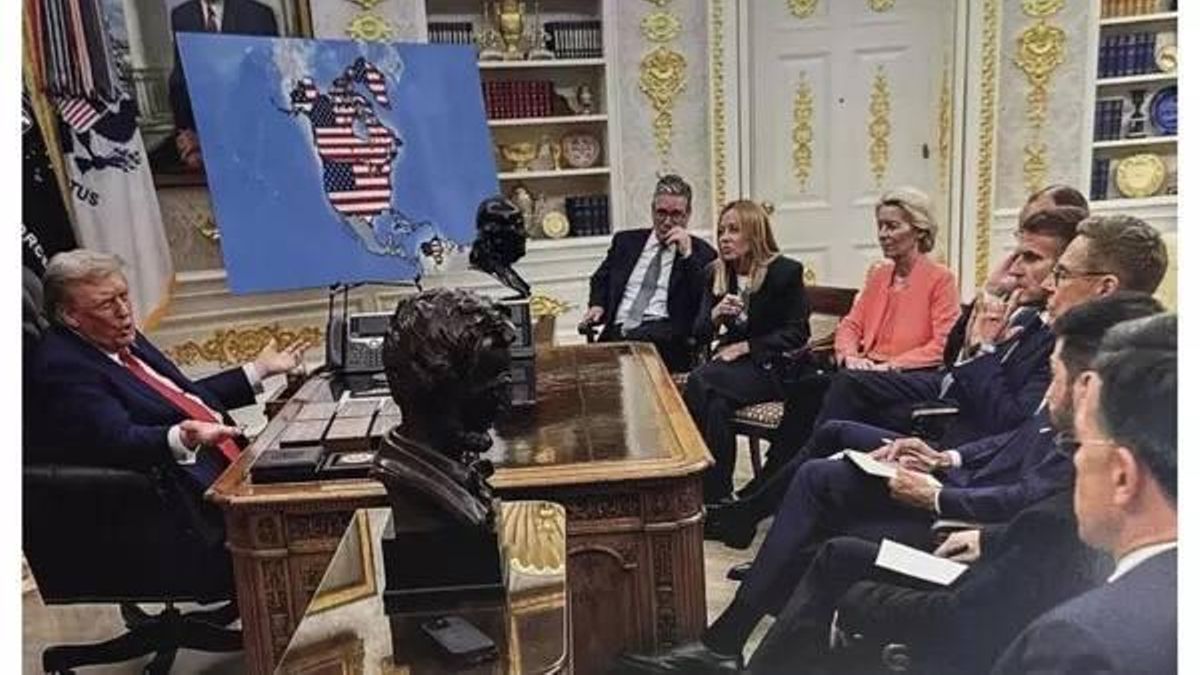 Fotografía hecha con inteligencia artificial y difundida por Donald Trump esta semana, en la que muestra Venezuela, Cuba, Canadá y Groenlandia como parte de Estados Unidos