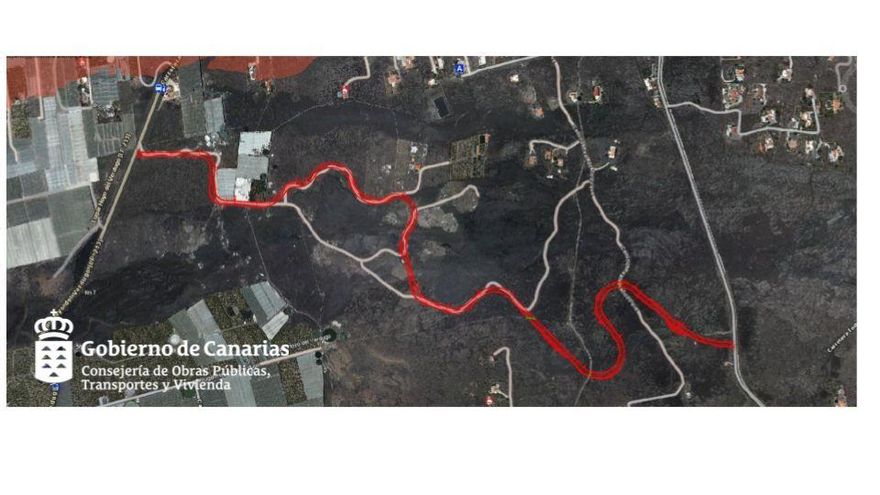 Trazado de la nueva carretera que conecta Las Manchas con Puerto Naos.