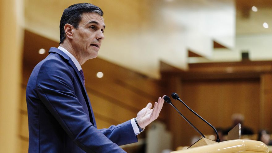El presidente del Gobierno, Pedro Sánchez, comparece en un pleno del Senado, a 31 de enero de 2023, en Madrid (España).