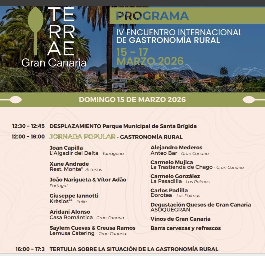 Programa del encuentro internacional de gastronomía rural.