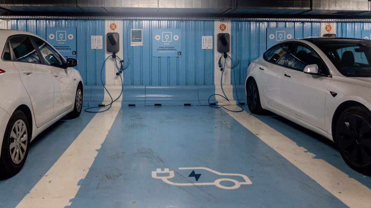 Coches electrificados en proceso de recarga de las baterías