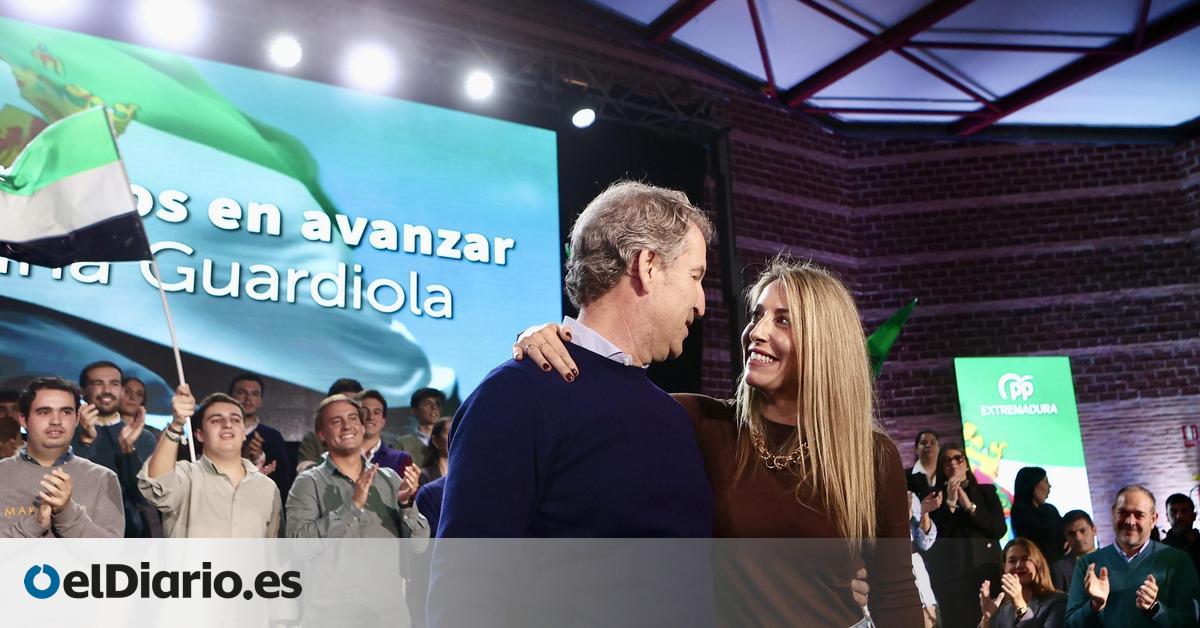Feijóo marca la línea del éxito de Guardiola en Extremadura: sumar más que la izquierda y sacar 10 puntos al PSOE