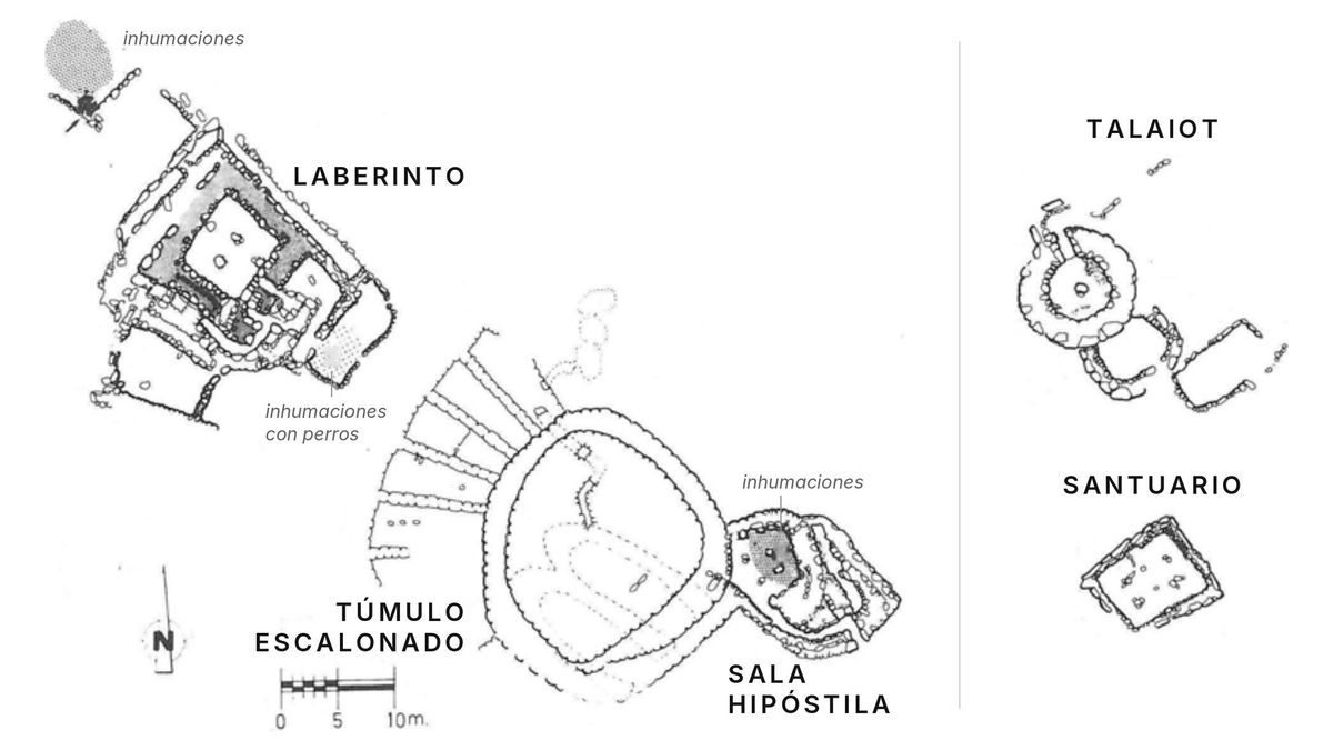 Croquis del yacimiento de Son Oms antes de su destrucción.