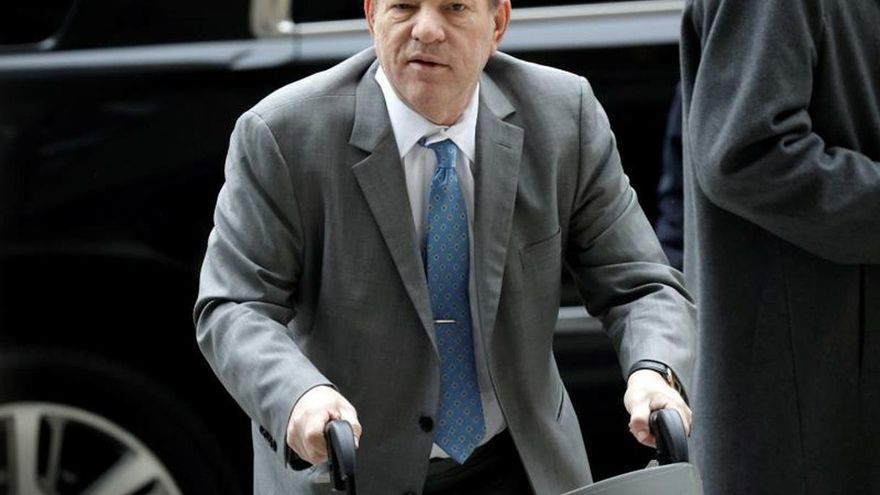 Former Hollywood producer Harvey Weinstein arrives with his lawyers for his sexual assault trial at New York State Supreme Court in New York, New York, USA, 18 February 2020.