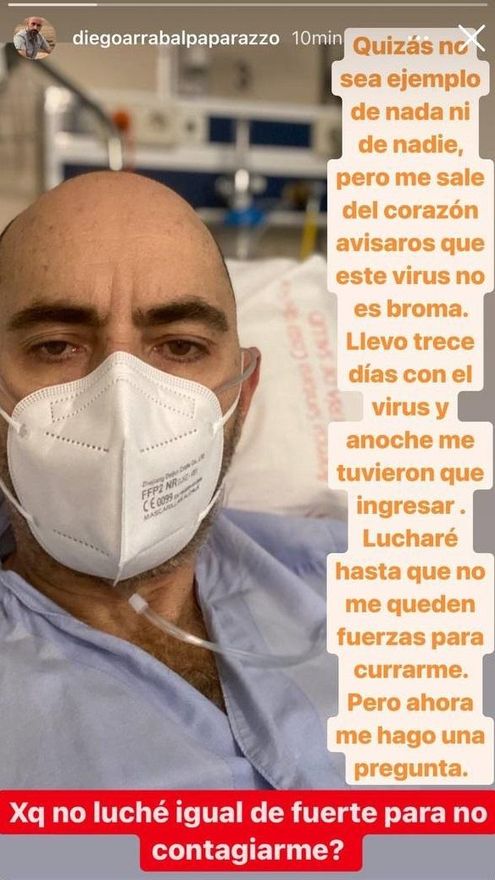 Mensaje de Diego Arrabal en su cuenta de Instagram