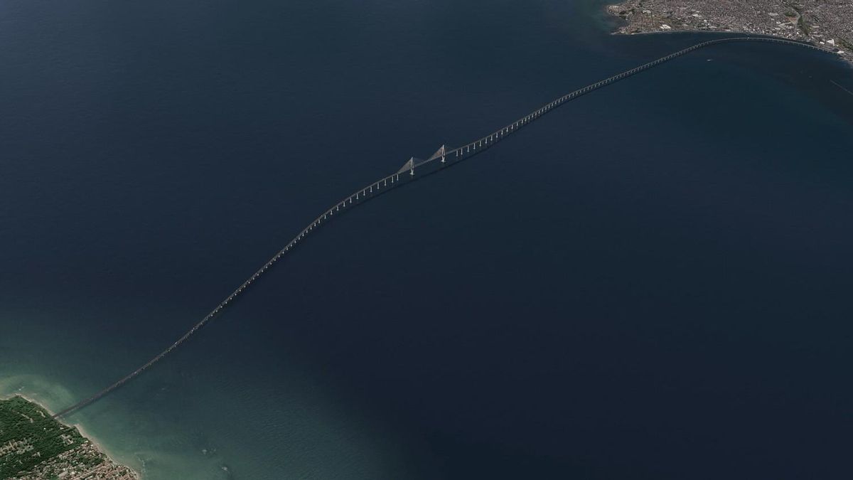 Imagen aérea de cómo será el Ponte Salvador-Itaparica.