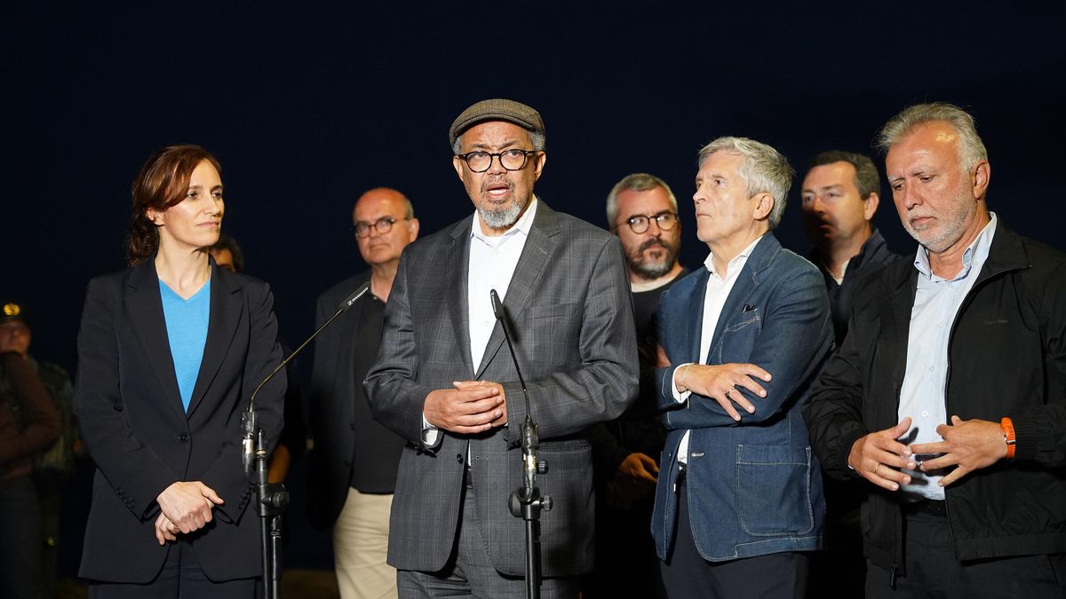 La ministra de Sanidad, Mónica García; el director general de la OMS, Tedros Adhanom Ghebreyesus; el ministro del Interior, Fernando Grande-Marlaska y el ministro de Política Territorial, Ángel Víctor Torres