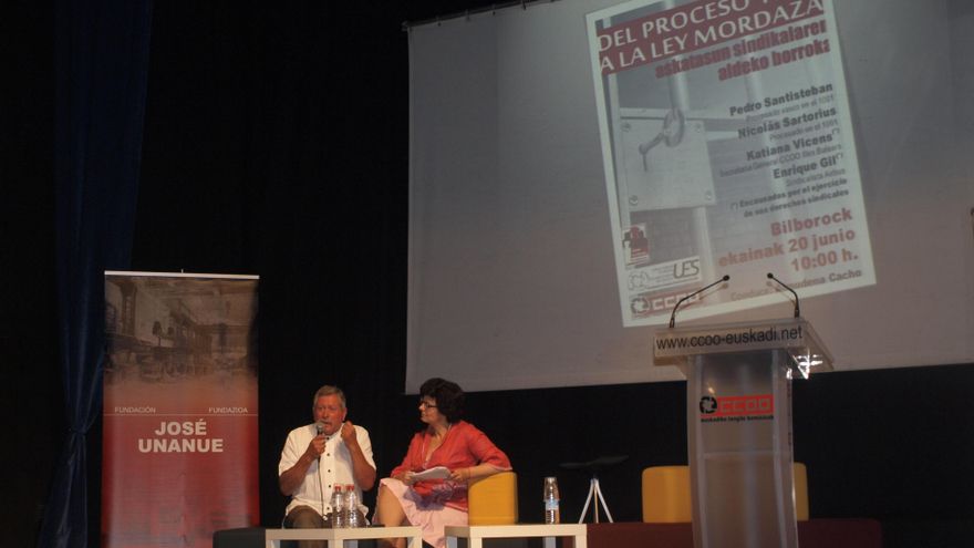 Pedro Santisteban recuerda el proceso 1001 en una jornada convocada por CCOO Euskadi en Bilbao.
