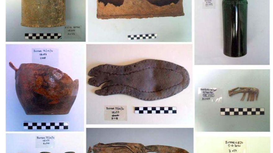 Objetos hallados en la excavación de las chabolas de los familiares de los presos, en Bustarviejo, similar a lo que esperan hallar en el Valle.