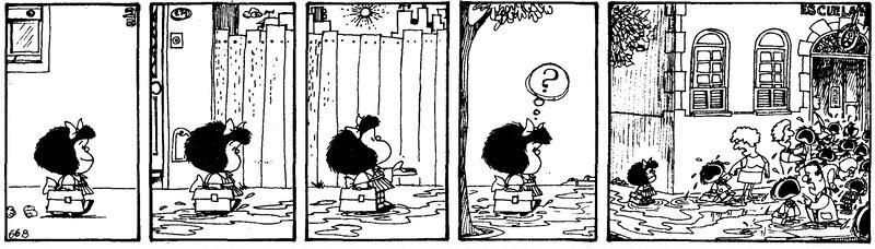 Una tira de Mafalda, de Quino.