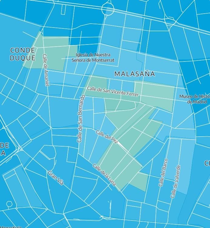 Partido más votado el 4-M en cada sección censal de Malasaña