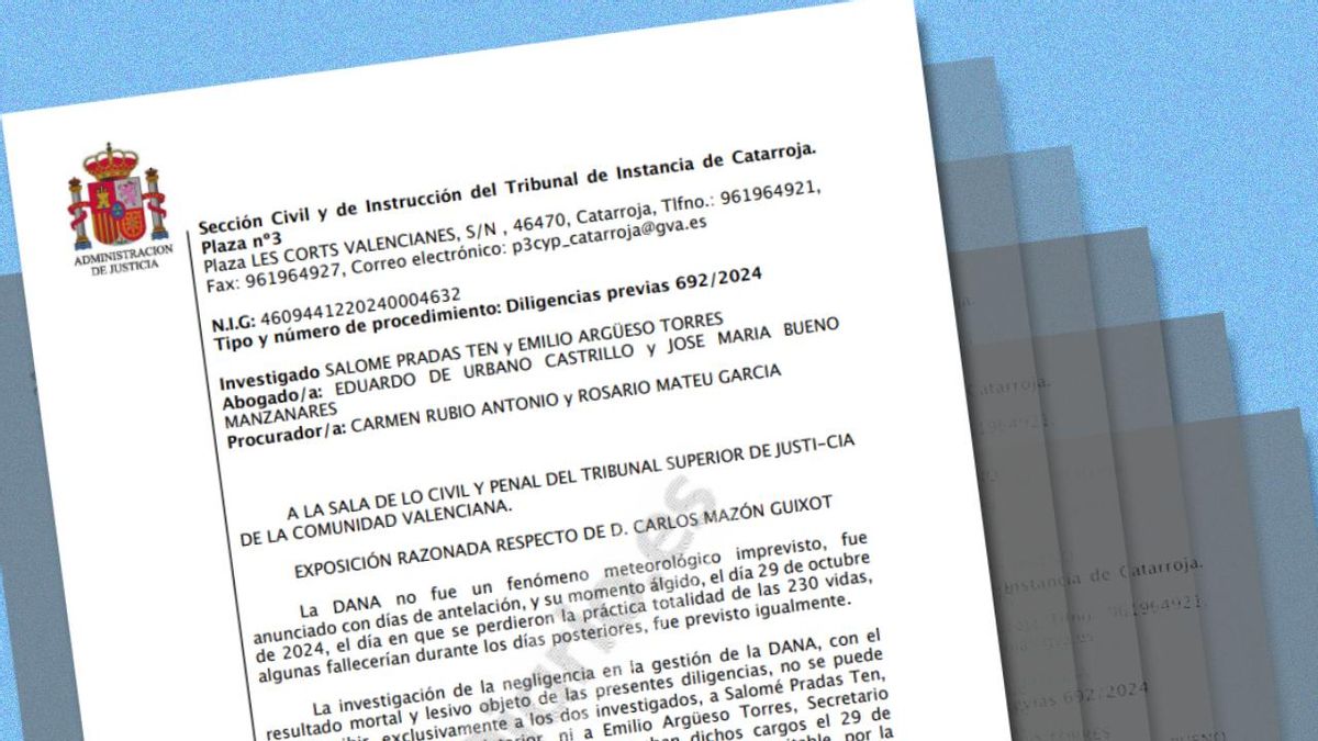 El documento íntegro en el que la jueza de la dana pide la imputación de Mazón