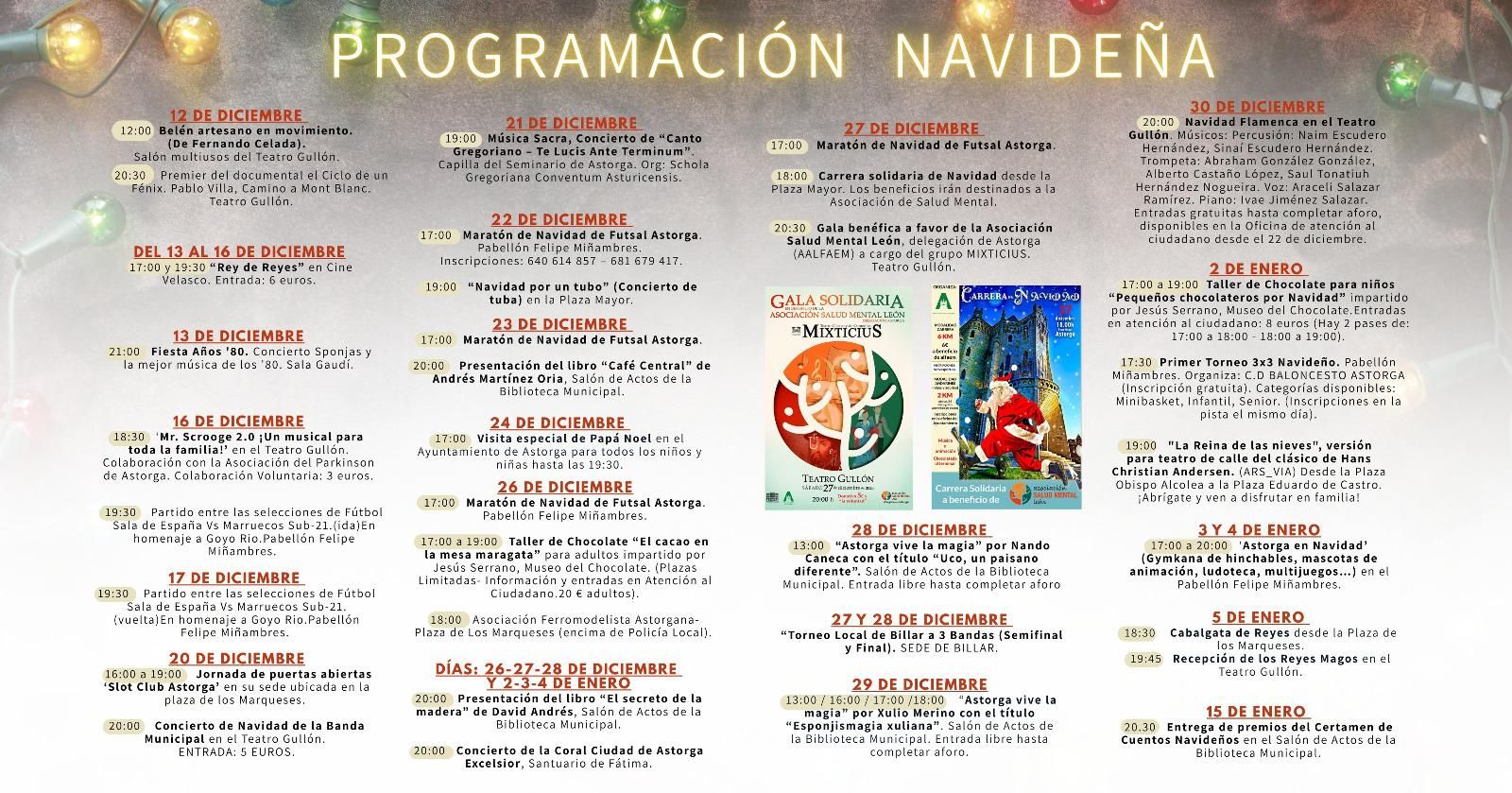 Detalle del programa de Navidad 2025-2026 en Astorga.