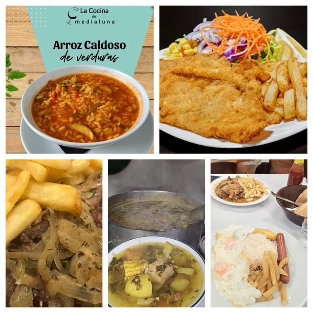 Collage de los cinco restaurantes.