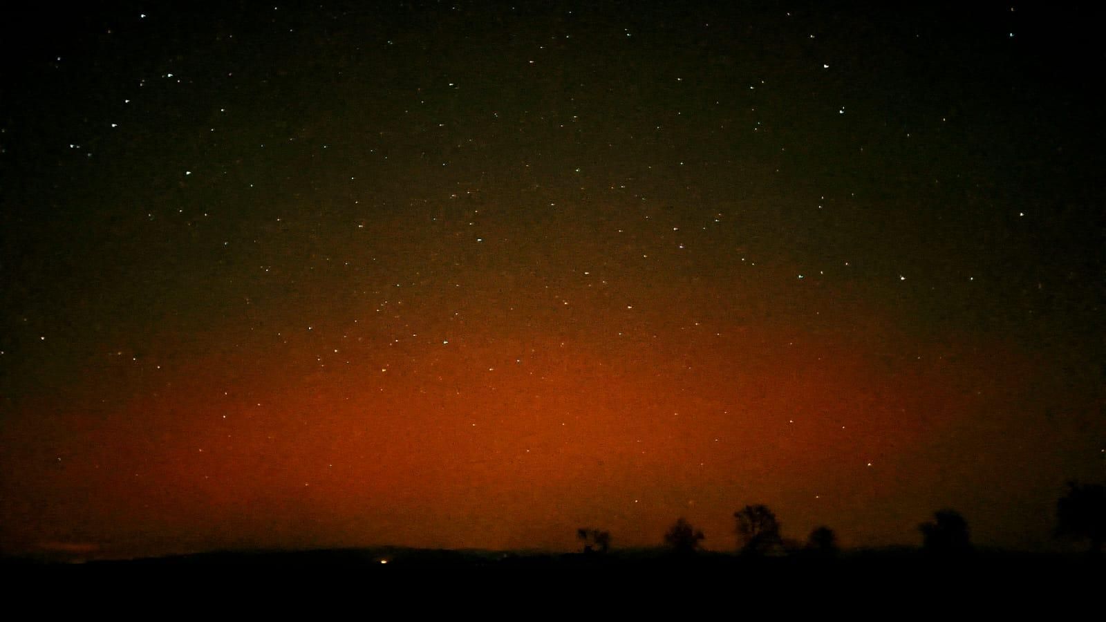 Aurora boreal desde Humanes, en Guadalajara