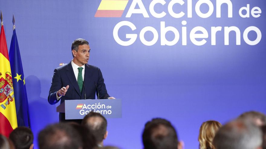 El presidente del Gobierno, Pedro Sánchez, expone sus prioridades para el nuevo curso político en un acto celebrado este miércoles en el Instituto Cervantes, en Madrid.