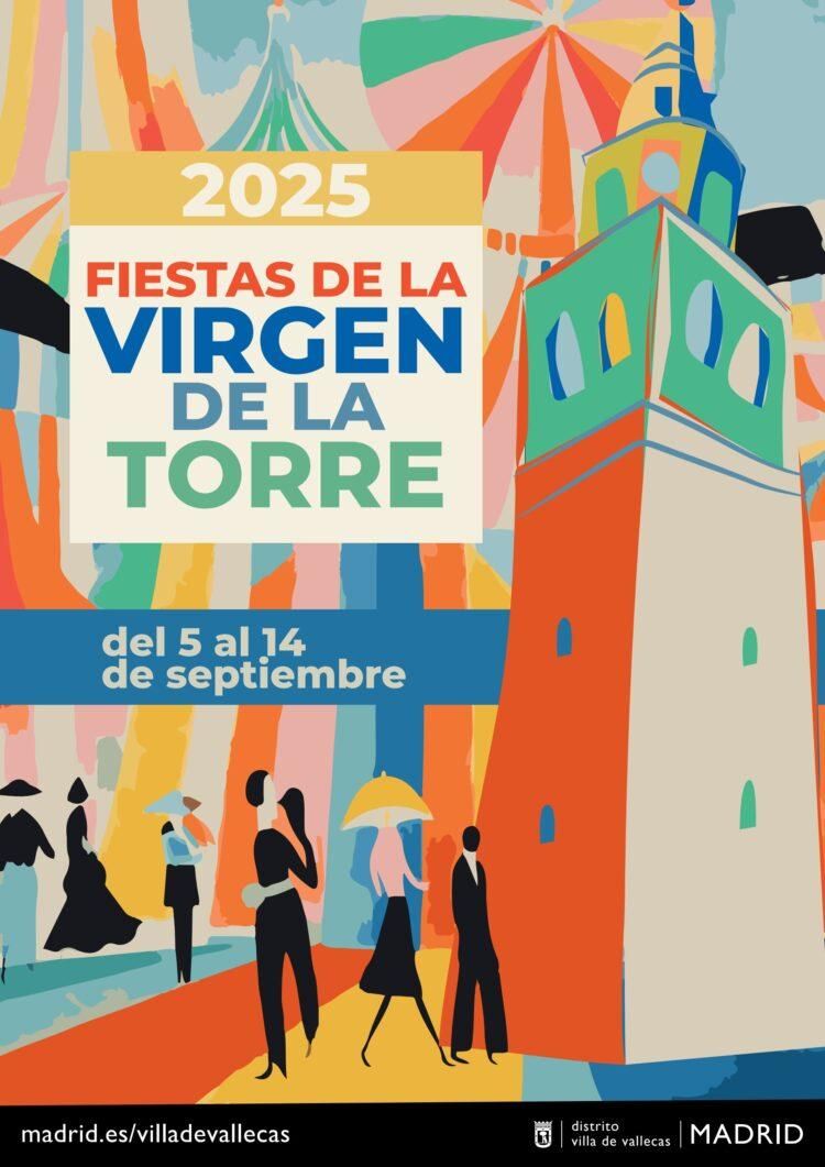 Cartel  de las Fiestas de la Virgen de la Torre 2025 en Villa de Vallecas