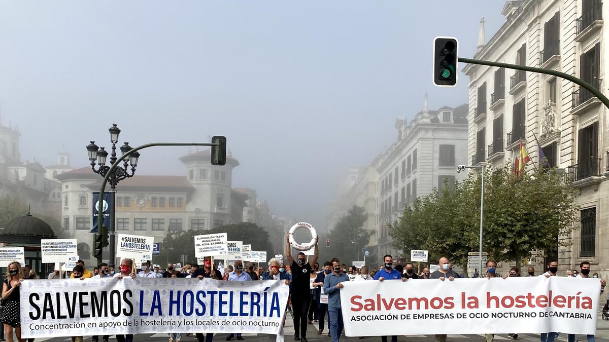 Manifestación de hosteleros y ocio nocturno. Imagen de archivo.