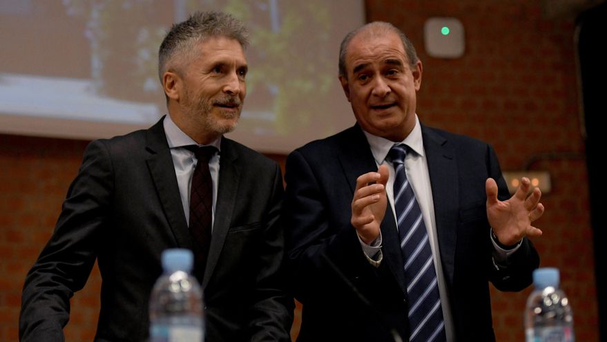 El ministro del Interior, Fernando Grande-Marlaska (izq.) y el director general de la Policía, Francisco Pardo