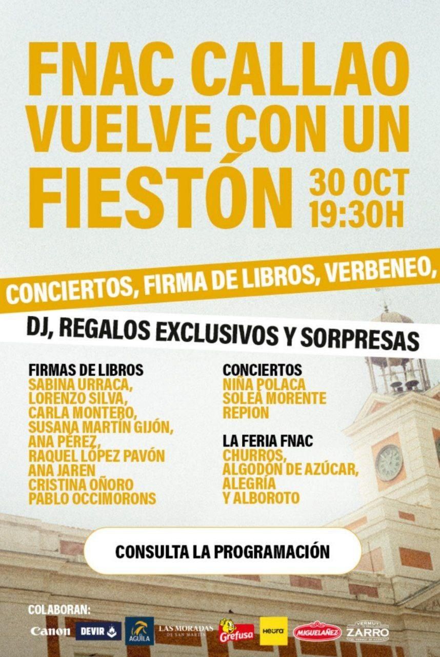 Programa cultural para la reapertura de Fnac Callao.