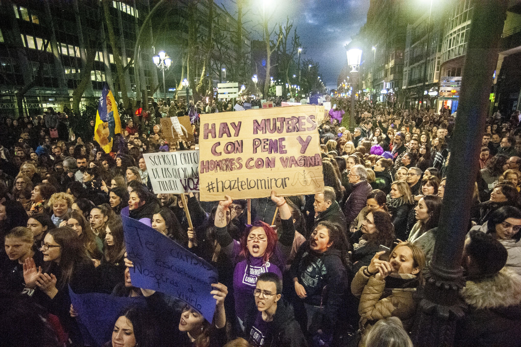 Decenas de miles de personas han colapsado el centro de Santander durante la manifestación del 8M. | BUBY REY