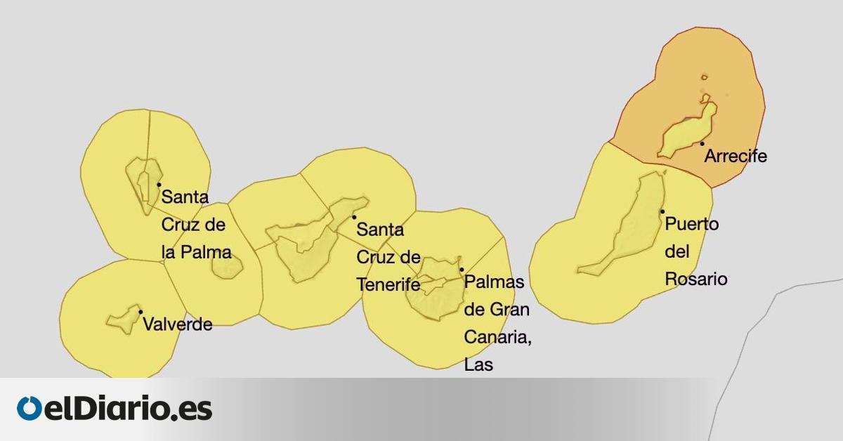 Aemet eleva a naranja los avisos para una isla y mantiene en amarillo al resto de Canarias