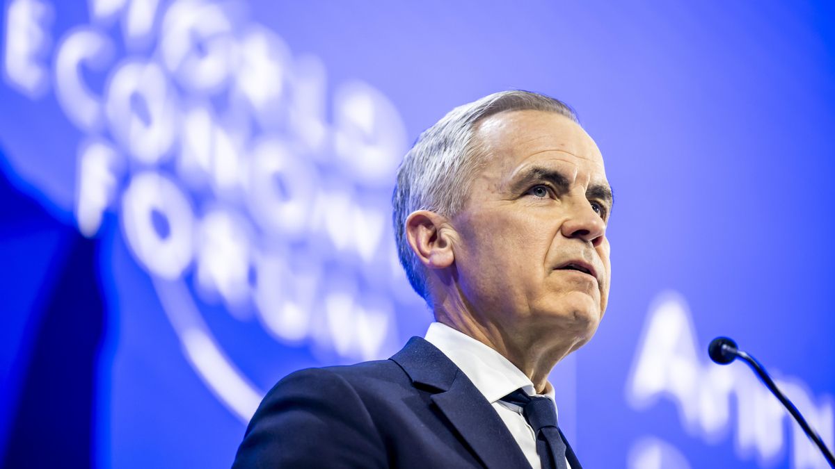 El primer ministro de Canadá, Mark Carney, durante su discurso en Davos.