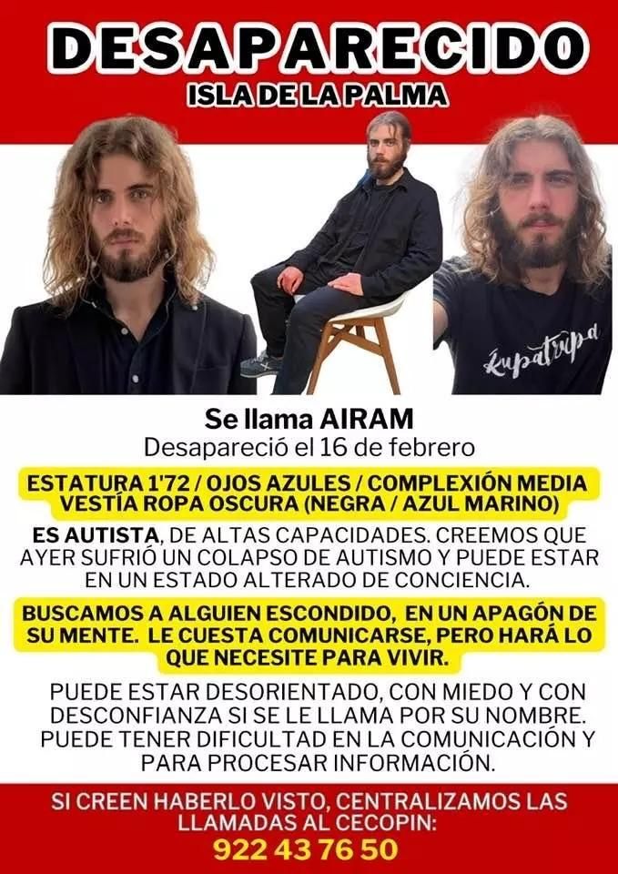 Cartel de la búsqueda de Airam.