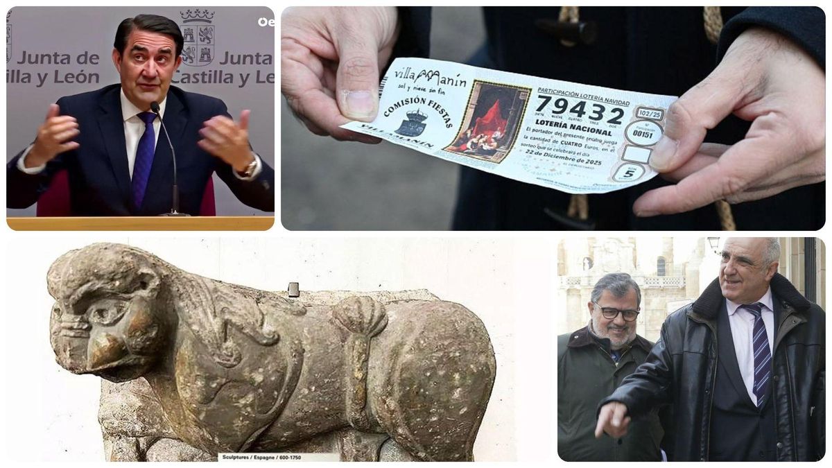 Juan Carlos Suárez-Quiñones y Villamanín; el León del Louvre y Victorino Alonso, abajo.