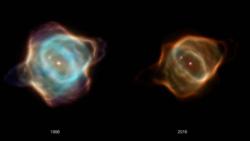 Así ha disminuido el brillo de la nebulosa Mantarraya en 20 años. // ESA / Hubble Nasa