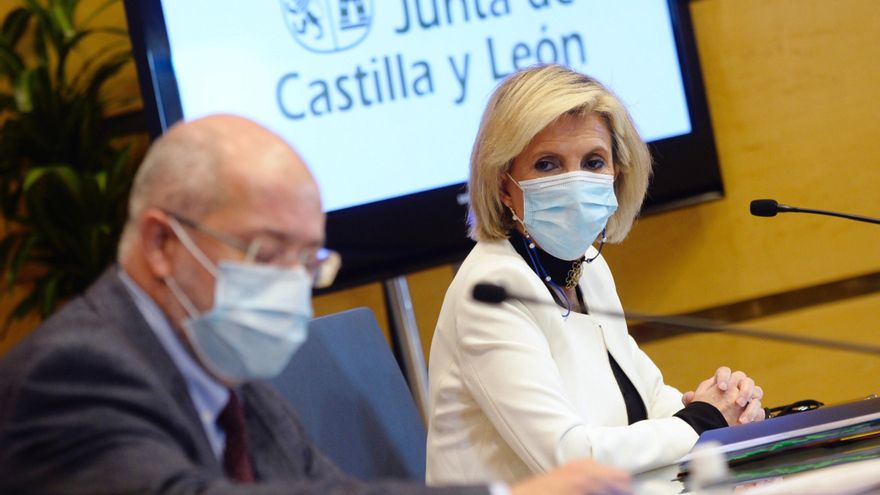 El vicepresidente, portavoz y consejero de Transparencia, Ordenación del Territorio y Acción Exterior de la Junta de Castilla y León, Francisco Igea, y la consejera de Sanidad, Verónica Casado. EFE/ Nacho Gallego