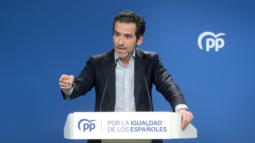 El vicesecretario de Cultura y portavoz del PP, Borja Sémper, ofrece una rueda de prensa posterior a la reunión del Comité de Dirección del Partido Popular, en la sede nacional del partido, a 25 de marzo de 2024, en Madrid (España).
